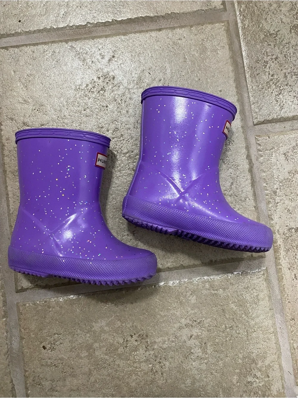 Hunter Kids Purple Glitter Rain Boots